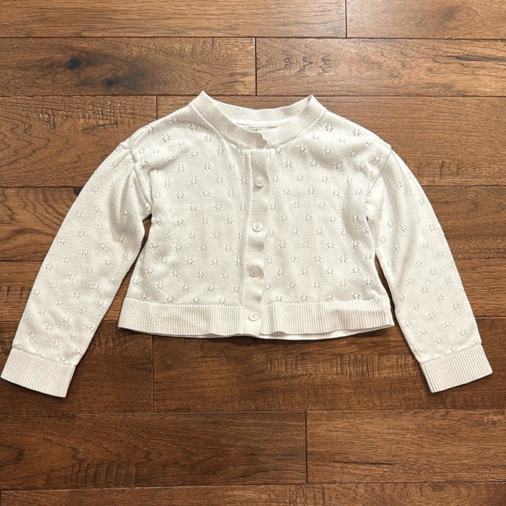 Girls Gap Kids Pointelle White Cardigan Sweater - Size S